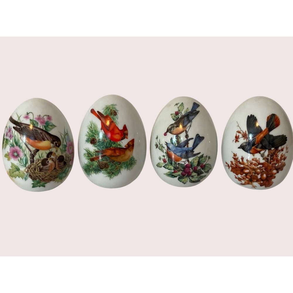 VTG Avon Bird Decorative Egg Four Seasons Lot of 4 Winter Spring Summer Autumn